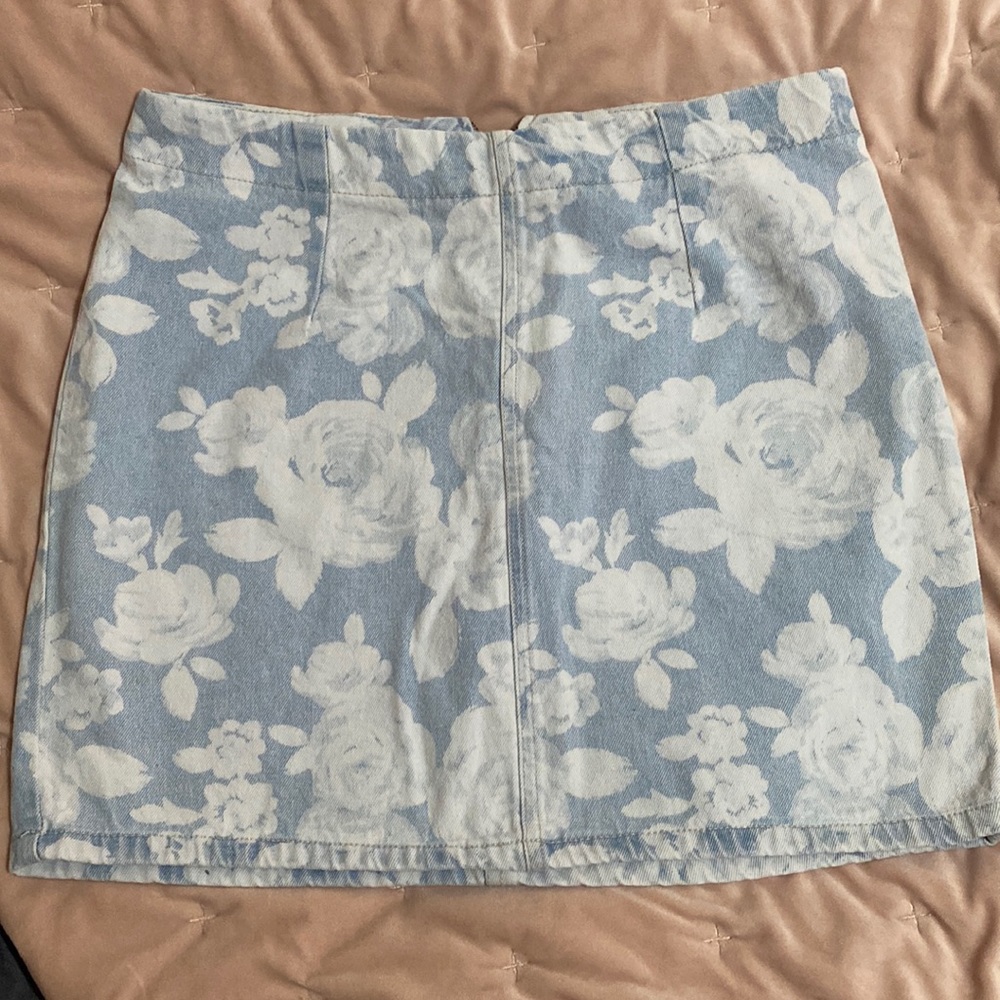 Floral jean skirt